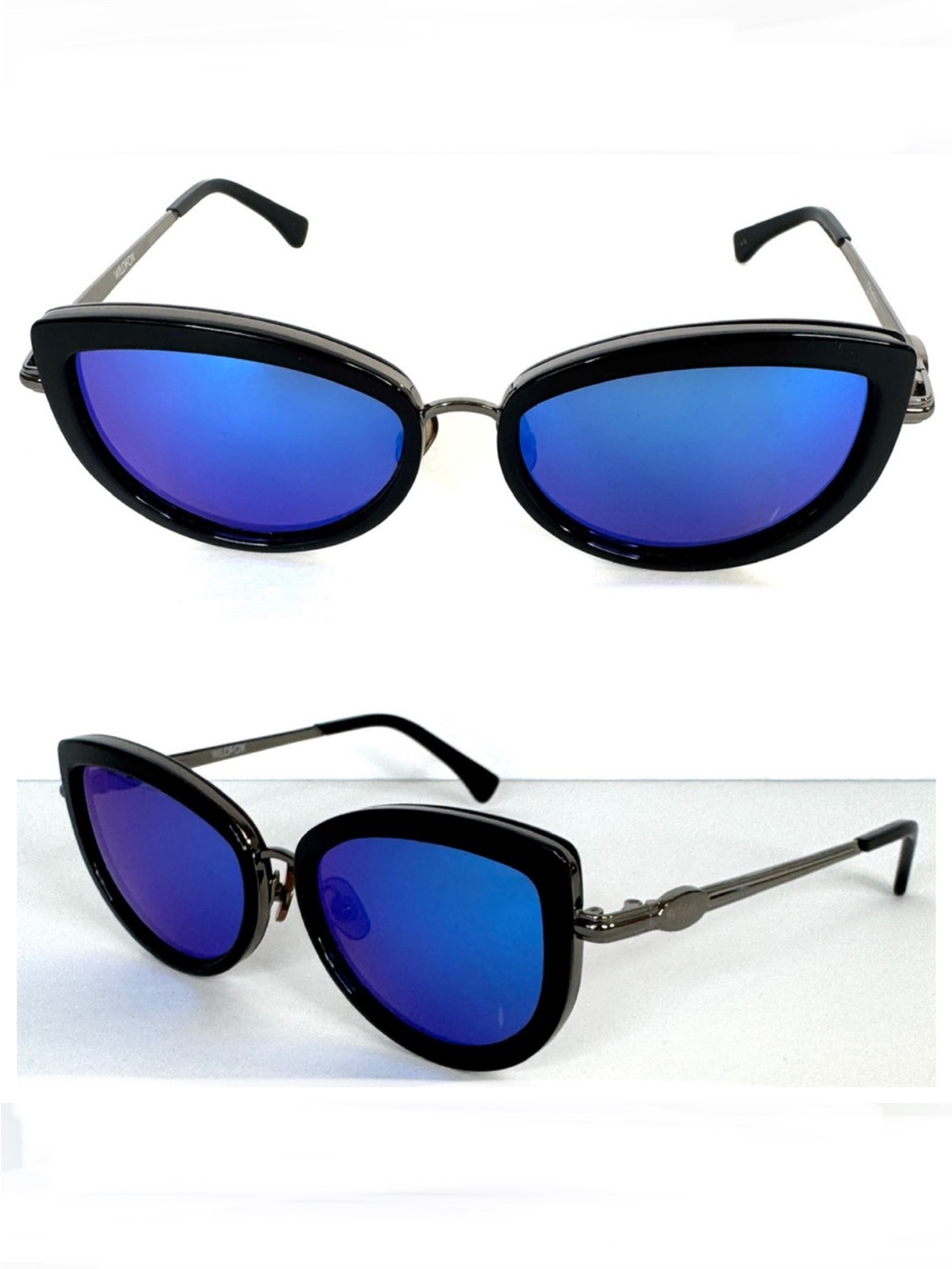 WILDFOX Chaton Mirrored Sunglasses Black Blue